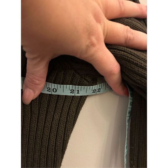 Eddie Bauer Ribbed Cotton 1/4 Button Sweater L Olive Green EUC - Picture 5 of 6